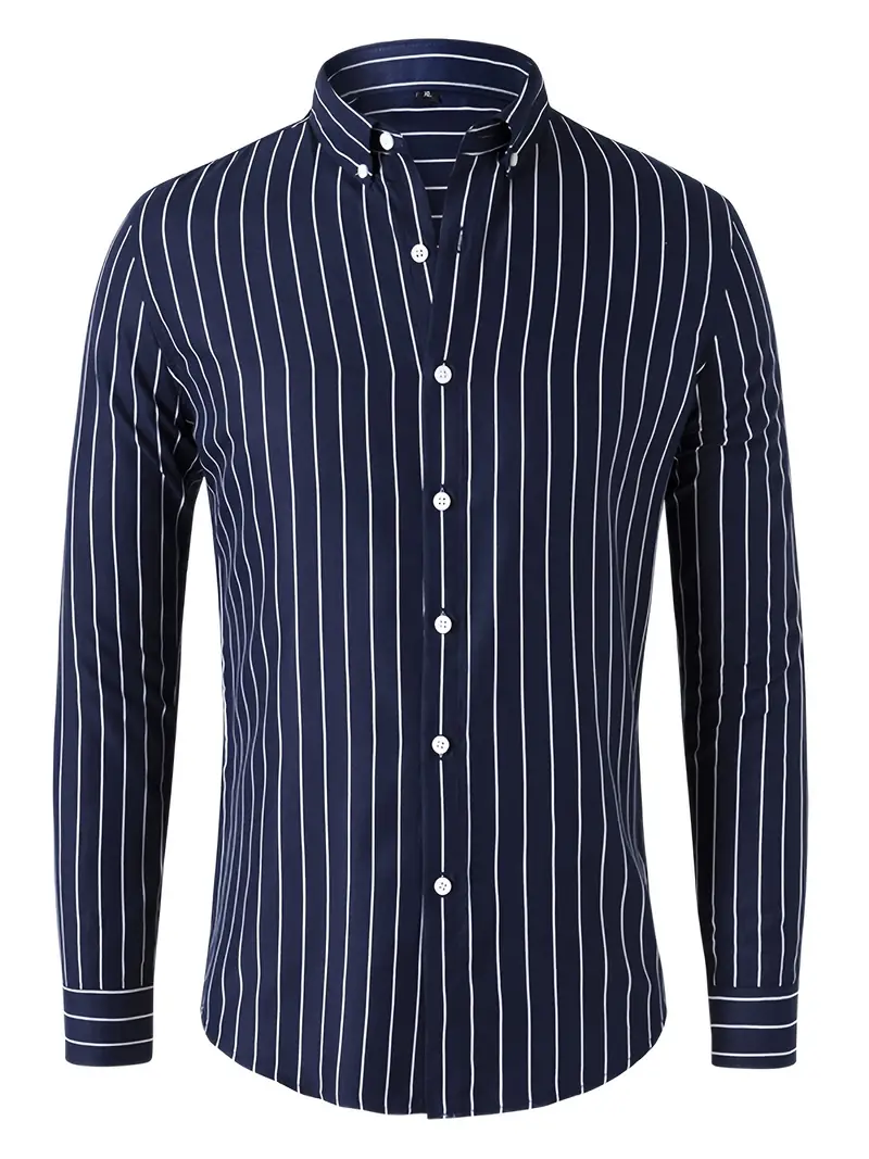 Navy Blue Plus Size Striped Shirt – sohosuits