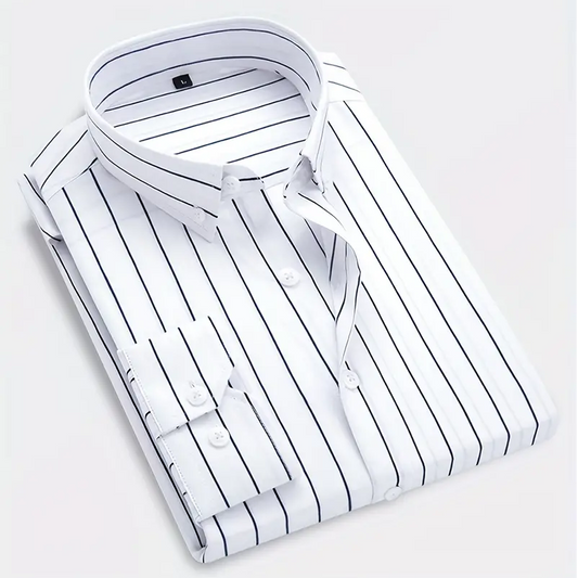 White Plus Size Striped Shirt