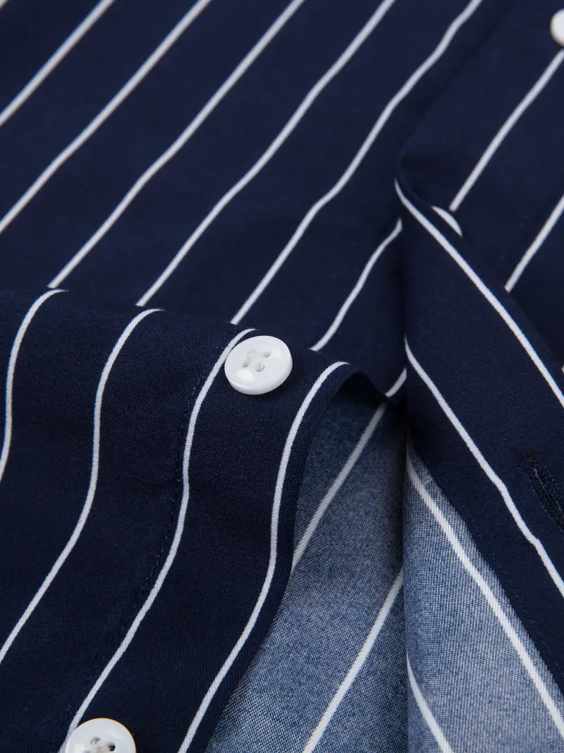 Navy Blue Plus Size Striped Shirt