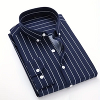 Navy Blue Plus Size Striped Shirt