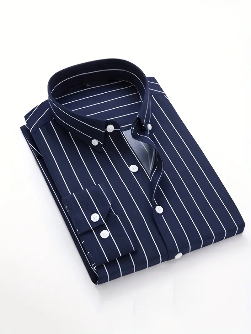 Navy Blue Plus Size Striped Shirt