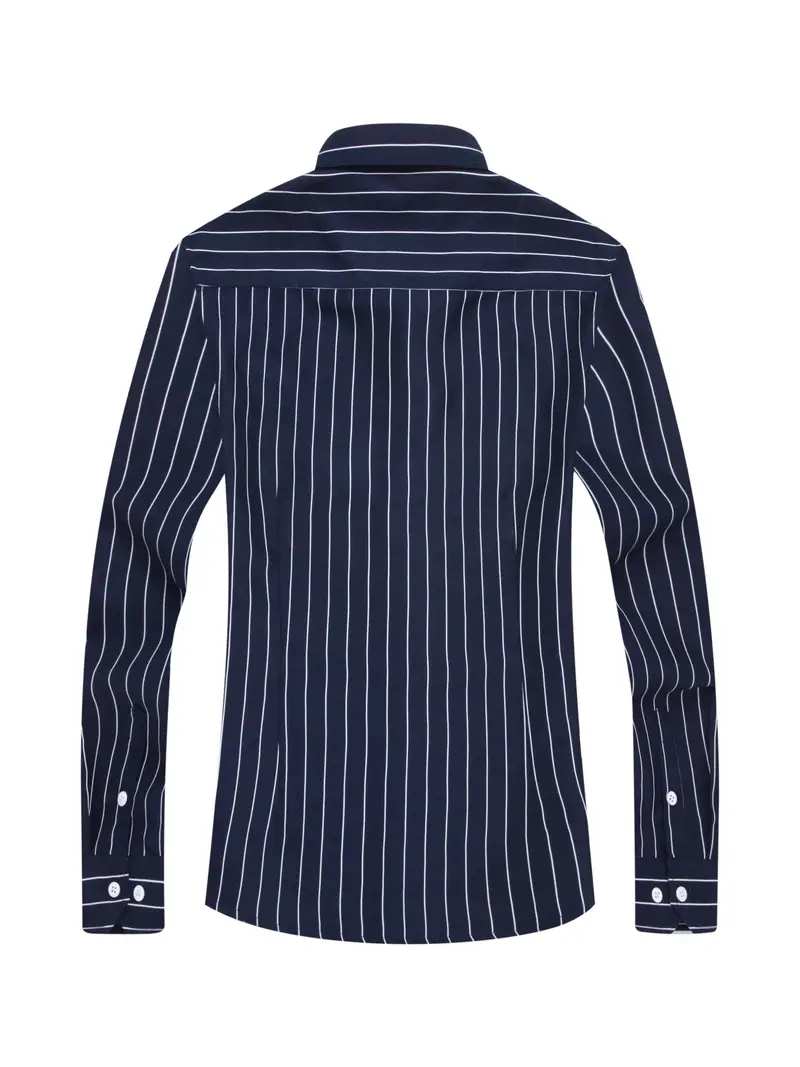 Navy Blue Plus Size Striped Shirt